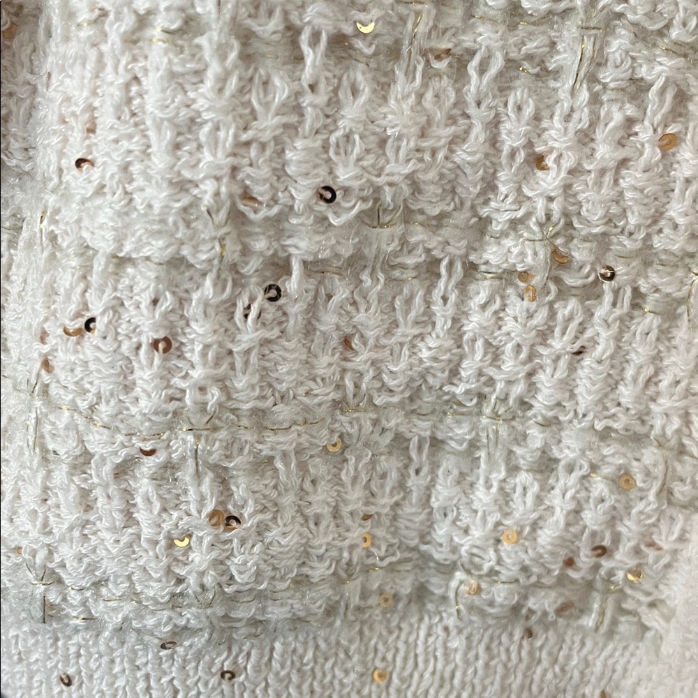 Catherine Malandrino Women's Cream Textured Cardigan with gold inlays nwt - Picture 5 of 6